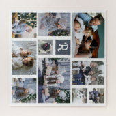 Familienfoto Collage Mit Monogramm White 10 Bilder Puzzle (Horizontal)