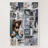 Familienfoto Collage Mit Monogramm White 11 Bilder Puzzle (Vertikal)