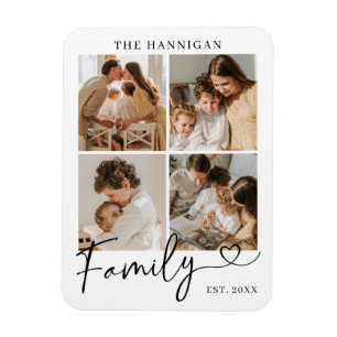Familienfoto-Collage Moderne Herzschrift Magnet