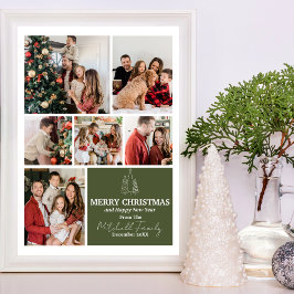 Familienfoto Collage, Moderne, Minimalistische Wei Feiertagskarte