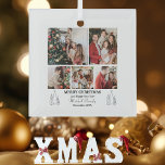 Familienfoto Collage, Moderne, Minimalistische Wei Ornament Aus Glas<br><div class="desc">Familienfoto Collage, Moderne, Minimalistische Weihnachtsfeier Keramik Ornament Verweilen Sie auf persönliche Weise mit unserem personalisierbaren Weihnachtsschmuck, für Familien, die ihre Freude gewollt! Mit einem minimalistischen und niedlichen Design ermöglicht dieses Ornament Ihnen, 5 hochgeschätzte Fotos hochzuladen und den Gruß des Urlaubs so zu gestalten, dass er den Geist Ihrer Familie perfekt...</div>
