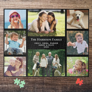 Familienfoto Collage Personalisiert Black Puzzle