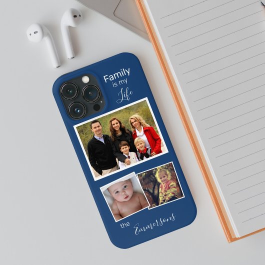 Familienfoto Collage Personalisiert Blue Case-Mate iPhone Hülle