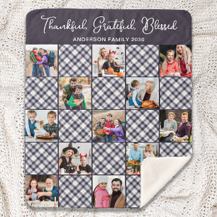Familienfoto Collage Personalisiert Blue Gray Kari Sherpadecke