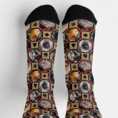 Familienfoto Collage Red Black Buffalo Karierte Qu Socken (Oben)