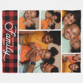 Familienfoto Collage Red Buffalo Kariert Fleecedecke (Vorderseite (Horizontal))