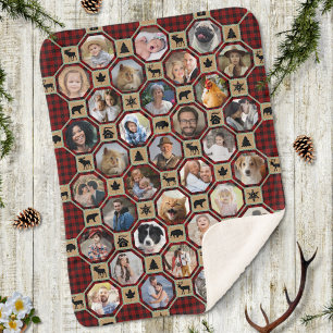 Familienfoto Collage Red Buffalo Kariert Quilt LG  Sherpadecke