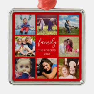 Familienfoto Collage Red Custom Keramik Ornament Aus Metall