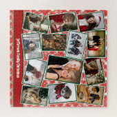 Familienfoto Collage Red Green Weihnachten Puzzle (Horizontal)