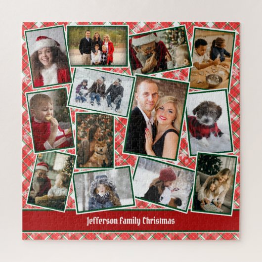 Familienfoto Collage Red Green Weihnachten Puzzle (Vertikal)