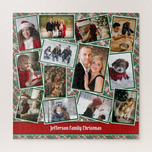 Familienfoto Collage Red Green Weihnachten Puzzle (Vertikal)