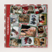 Familienfoto Collage Red Green Weihnachten Puzzle (Horizontal)