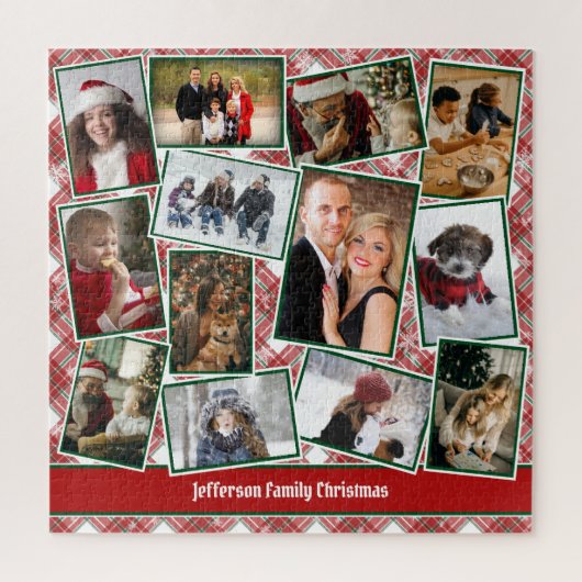 Familienfoto Collage Red Green Weihnachten Puzzle (Vertikal)