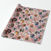 Familienfoto Collage Red Quilt Look 28 Custom Pics Geschenkpapier (Ungerollt)