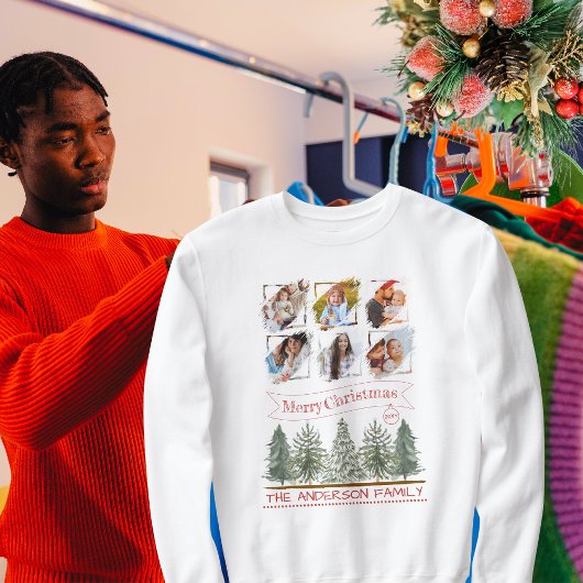 Familienfoto Collage Retro Vintag Frohe Weihnachte Sweatshirt