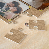 Familienfoto Collage Rustic Burlap 13 Custom Pics Puzzle (Seite)