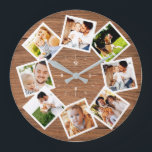 Familienfoto Collage Rustic Chic Bauernhof Große Wanduhr<br><div class="desc">Familienfoto Collage Rustic Chic Bauernhof Große Uhr</div>
