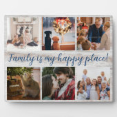 Familienfoto Collage Rustic Wood Script Fotoplatte (Vorderseite)