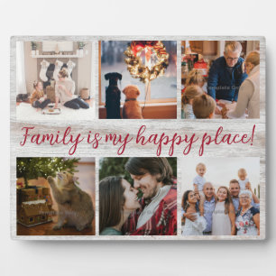Familienfoto Collage Rustic Wood Script Plaque Fotoplatte