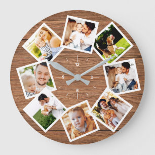 Familienfoto-Collage Rustikal Chic Bauernhaus Große Wanduhr