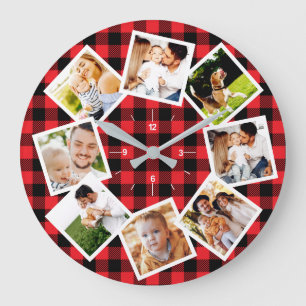 Familienfoto-Collage Rustikaler Bauernhof Büffel Große Wanduhr
