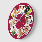 Familienfoto Collage Rustikales Bauernhaus Rot Große Wanduhr (Winkel)