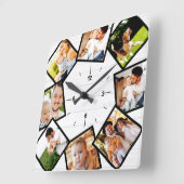 Familienfoto Collage Rustikales Bauernhaus Weiß Quadratische Wanduhr (Winkel)
