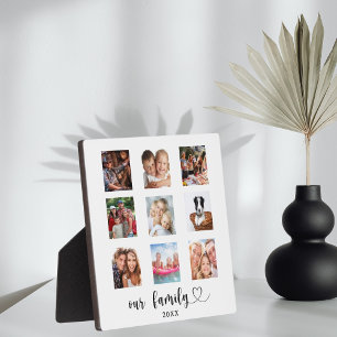 Familienfoto-Collage Schrift Herz Fotoplatte