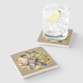 Familienfoto Collage Sonnenblumen Burlap 13 Pics E Steinuntersetzer (Seitenansicht)