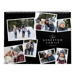 Familienfoto-Collage stilvoll modern schwarz weiß Kalender