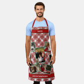 Familienfoto Collage und Name Weihnachten Kariert Schürze (Getragen)