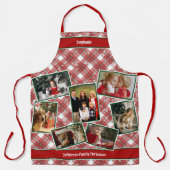 Familienfoto Collage und Name Weihnachten Kariert Schürze (Vorderseite)