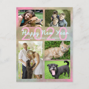 Familienfoto-Collage-Urlaubspostkarte mit Jahr Feiertagspostkarte