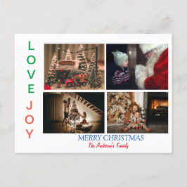 Familienfoto Collage Vier Fotos Frohe Weihnachten Postkarte