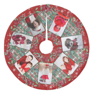 Familienfoto Collage Weihnachtsfeiertag Rot Fleece Weihnachtsbaumdecke