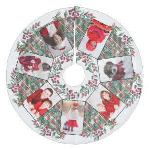 Familienfoto Collage Weihnachtswein Fleece Weihnachtsbaumdecke
