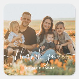 Familienfoto Danke Quadratischer Aufkleber
