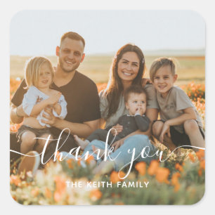 Familienfoto Danke Quadratischer Aufkleber