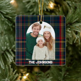 Familienfoto Elegantes Weihnachtskaromuster-Orname Keramikornament