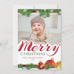 Familienfoto Frohe Weihnachten Flachkarte Ankündigung