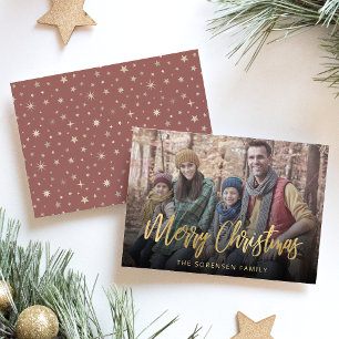 Familienfoto Frohe Weihnachten Goldschrift
