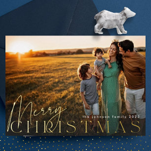 Familienfoto Glücklichstes Weihnachtsfoto Gold Folien Feiertagskarte