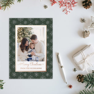 Familienfoto Goldfolie Dunkelgrün Weihnachten Folien Feiertagskarte