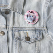 Familienfoto Hellrosa Büffelkaromuster-Rahmen Button (Beispiel)