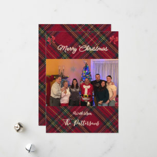 Familienfoto Karo Weihnachten Flach Urlaub Karte