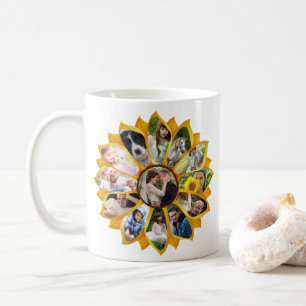Familienfoto-Kollage Sonnenblume 13 Bilder Einfach Kaffeetasse