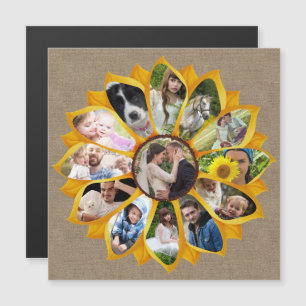Familienfoto-Kollage Sonnenblume Jute 13 Bilder Ei Magneteinladung