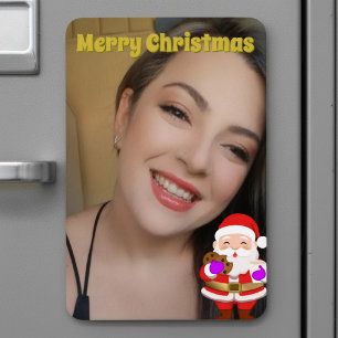 Familienfoto-Magnet mit Cartoon-Weihnachtsmann Magnet