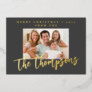 Familienfoto mit eigenem Namen Frohe Weihnachten 2 Folien Feiertagskarte