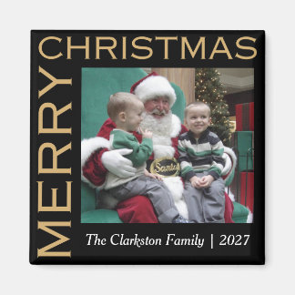 Familienfoto mit Frohe Weihnachten als Weihnachtsm Magnet